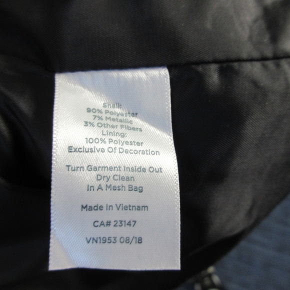 RSVP by Talbots Tweed Blazer Jacket Women 24 Blue Metallic Career Fringe 1096 - Picture 4 of 11